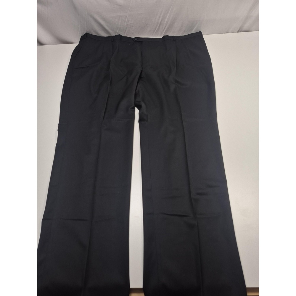 Palm Beach Reflex Dress Pants Men's 60x36 Black Wool Pleated Straight Unhemmed